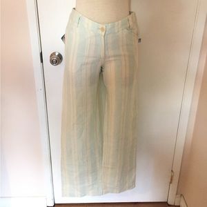 Y2K 2000s MTV Brand Deadstock Striped Linen Pants Wide Leg New With Tags NWT
